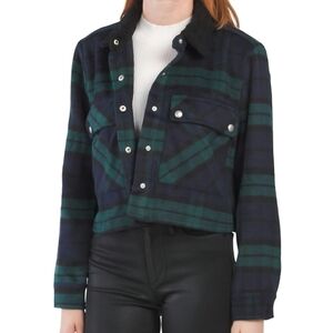 New BLANK NYC Plaid Women's Jacket in Green, Blue  & Black M NWOT